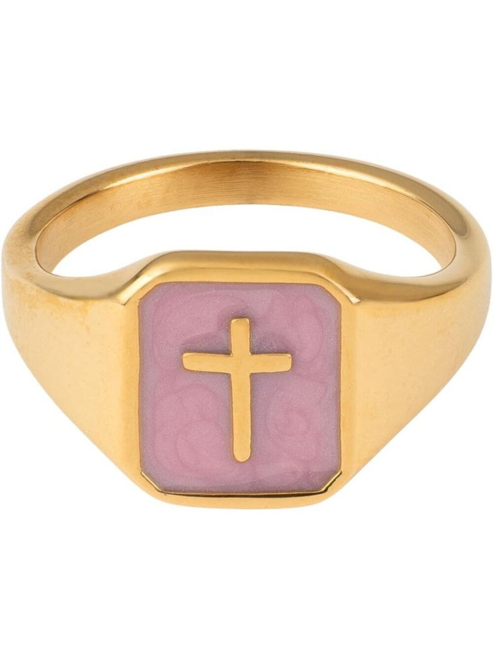 Stylish Lilac Enamel Cross Ring | Trendy Faith-Inspired Jewelry Accessory